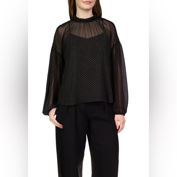 Sanctuary Sheer Volume Metallic Blouse - Picture 2 of 4